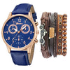 Men's Fashion Casual Alloy And Imitation Leather Quartz Watch With Round Dial And Stainless Steel Clasp