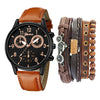 Men's Fashion Casual Alloy And Imitation Leather Quartz Watch With Round Dial And Stainless Steel Clasp