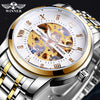 Men's Fashion Casual Hollow Automatic Mechanical Watch Alloy Case Mineral Reinforced Glass Mirror Round Dial