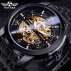 Men's Fashion Casual Hollow Automatic Mechanical Watch Alloy Case Mineral Reinforced Glass Mirror Round Dial