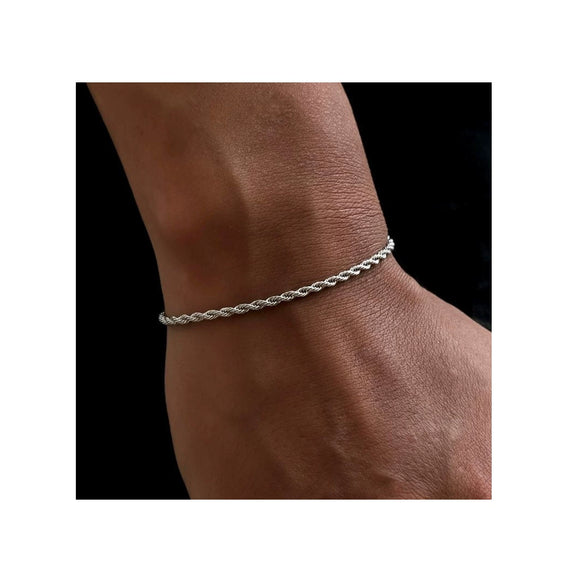 Men's Fashion Copper Twisted Rope Bracelet With Geometric Cuban Chain Style Electroplated Simple Trend Accessory