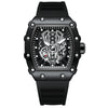Men's Fashion Luminous Waterproof Quartz Watch Wine Barrel Shaped Alloy Case Stainless Steel Clasp Pu Strap