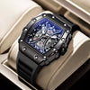 Men's Fashion Luminous Waterproof Quartz Watch Wine Barrel Shaped Alloy Case Stainless Steel Clasp Pu Strap