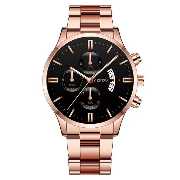 Men's Fashion Metal And Stainless Steel Band Quartz Watch With Round Dial