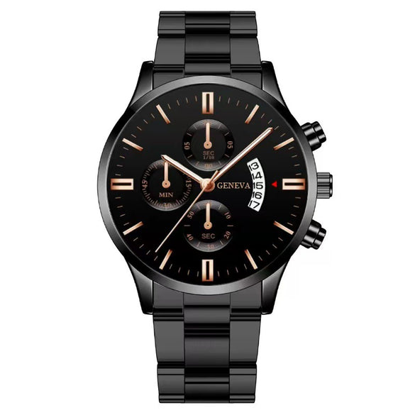 Men's Fashion Metal And Stainless Steel Band Quartz Watch With Round Dial