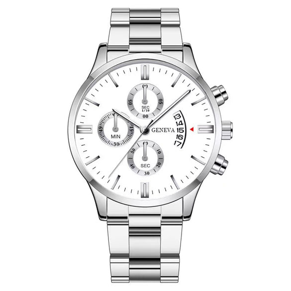Men's Fashion Metal And Stainless Steel Band Quartz Watch With Round Dial