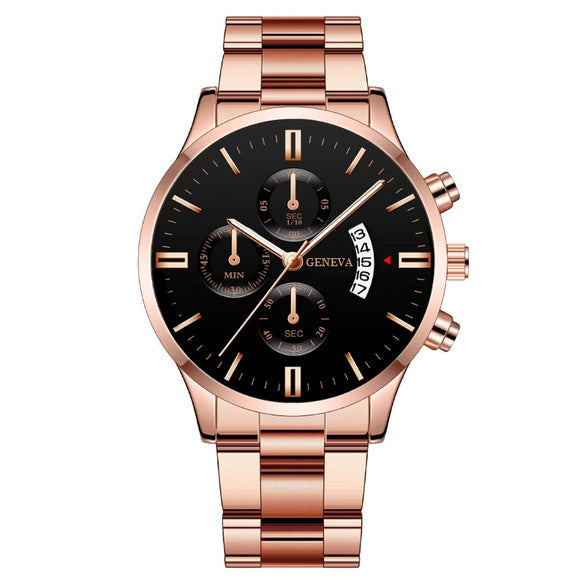 Men's Fashion Metal And Stainless Steel Band Quartz Watch With Round Dial