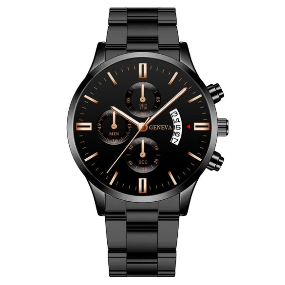 Men's Fashion Metal And Stainless Steel Band Quartz Watch With Round Dial