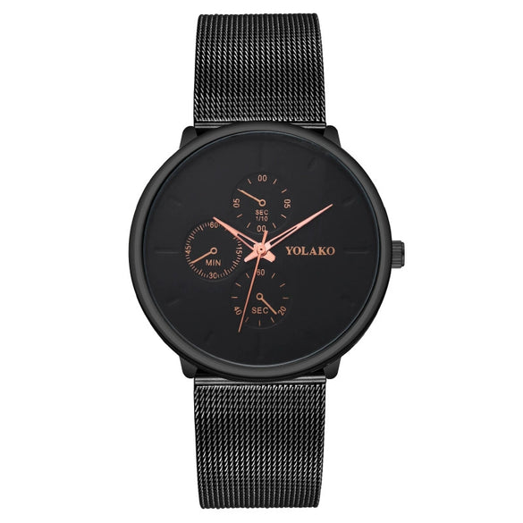 Men's Fashion Metal Milan Belt Mesh Belt Quartz Watch With Round Dial