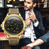 Men's Fashion Movement Multifunctional Genuine Leather Quartz Watch With Alloy Case And Round Dial