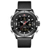 Men's Fashion Quartz Electronic Watch Stainless Steel Mesh Belt Round Dial Metal Case