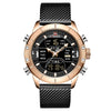 Men's Fashion Quartz Electronic Watch Stainless Steel Mesh Belt Round Dial Metal Case