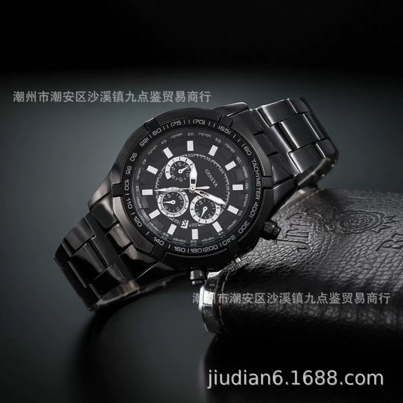 Men's Fashion Quartz Wristwatch With Alloy Case Round Dial And Imitation Leather Strap