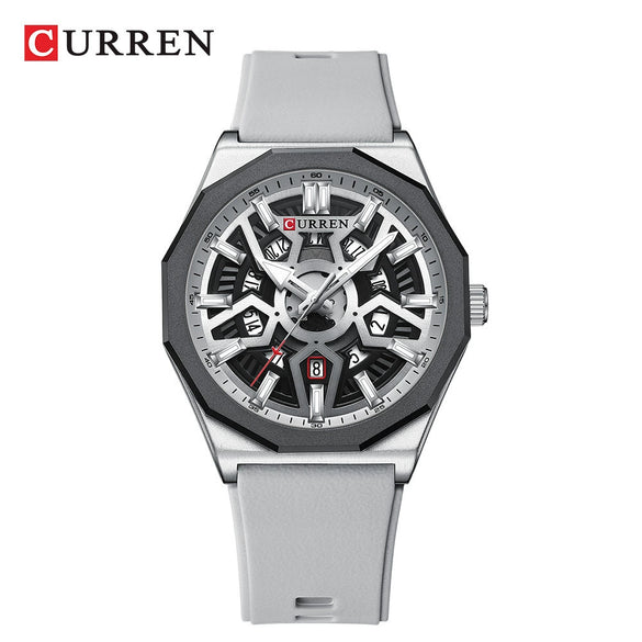 Men's Fashion Sports Alloy Quartz Watch With Polygon Hollow Design And Mineral Reinforced Mirror