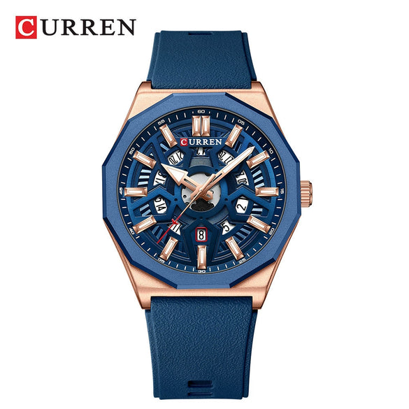 Men's Fashion Sports Alloy Quartz Watch With Polygon Hollow Design And Mineral Reinforced Mirror