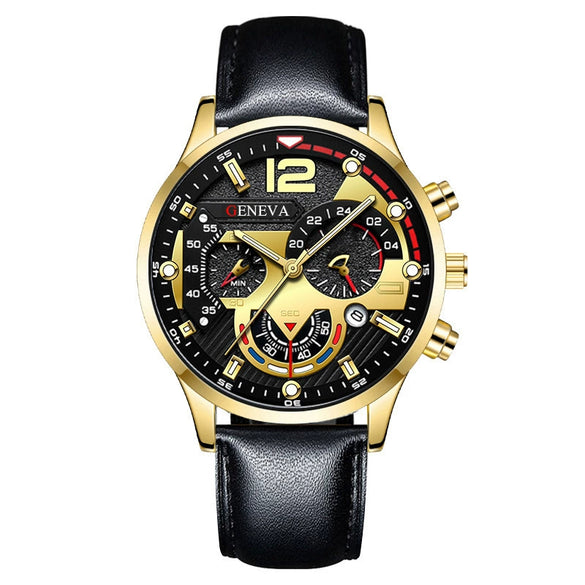 Men's Fashion Sports Luminous Quartz Watch With Metal Case And Belt Strap Round Dial