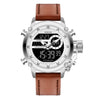 Men's Fashion Sports Watch With Genuine Leather Strap Alloy Case And Mineral Strengthened Glass Mirror Round Dial