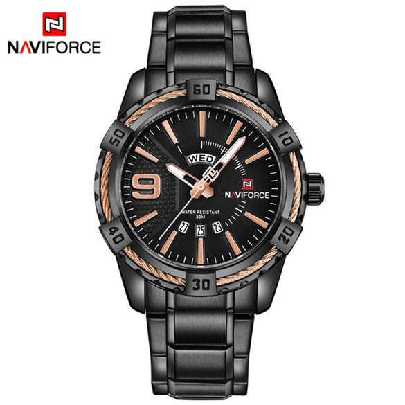 Men's Fashion Stainless Steel Band Quartz Watch With Round Dial And Mineral Strengthened Glass Mirror