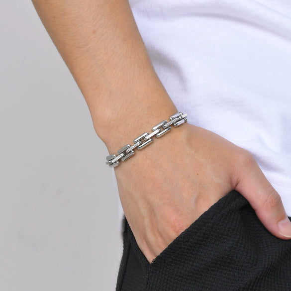 Men's Fashion Stainless Steel Handmade Polished Chain Bracelet