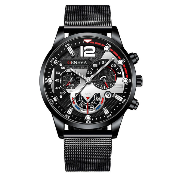 Men's Fashion Trend Stainless Steel Strap Luminous Quartz Watch With Round Dial