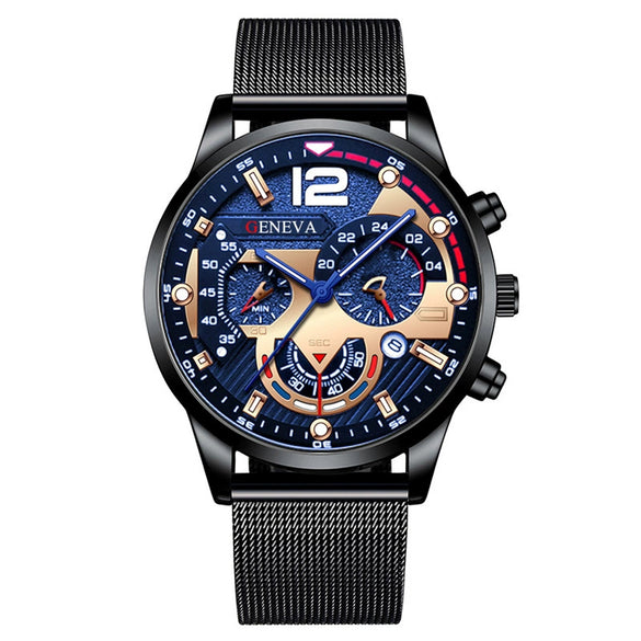 Men's Fashion Trend Stainless Steel Strap Luminous Quartz Watch With Round Dial