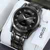 Men's Fashion Waterproof Alloy Band Quartz Watches With Double Calendar And Round Dial