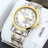 Men's Fashion Waterproof Alloy Band Quartz Watches With Double Calendar And Round Dial