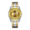 Men's Fashion Waterproof Alloy Band Quartz Watches With Double Calendar And Round Dial