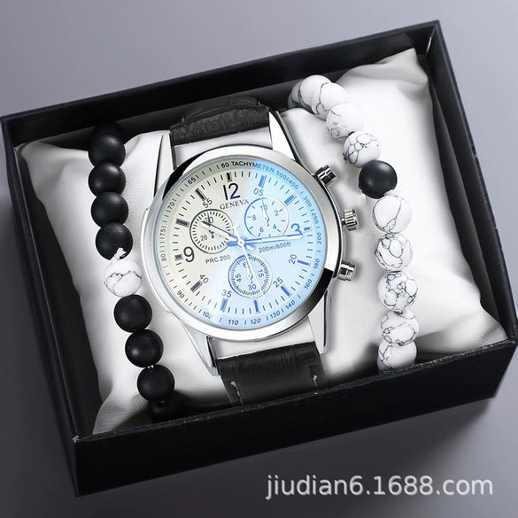 Men's Fashion Wrist Watch With Alloy Case And Strap Ordinary Glass Mirror Round Dial