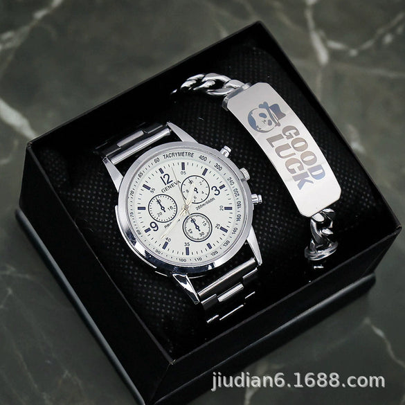 Men's Fashion Wrist Watch With Alloy Case And Strap Ordinary Glass Mirror Round Dial