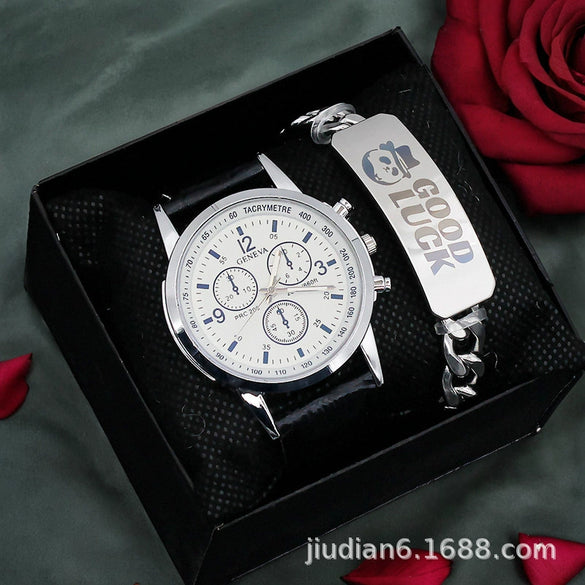 Men's Fashion Wrist Watch With Alloy Case And Strap Ordinary Glass Mirror Round Dial
