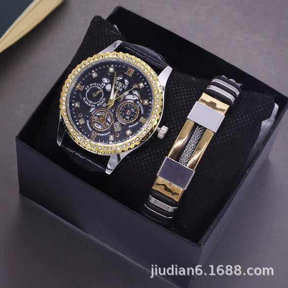 Men's Fashion Wrist Watch With Alloy Case And Strap Ordinary Glass Mirror Round Dial
