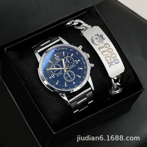 Men's Fashion Wrist Watch With Alloy Case And Strap Ordinary Glass Mirror Round Dial