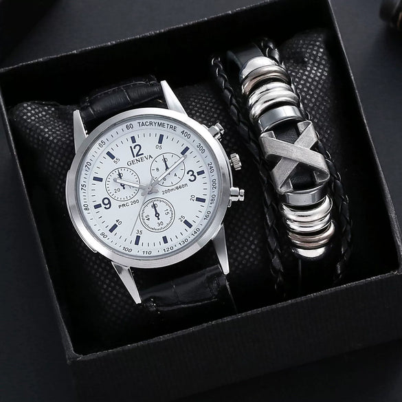 Men's Fashion Wrist Watch With Alloy Case And Strap Ordinary Glass Mirror Round Dial