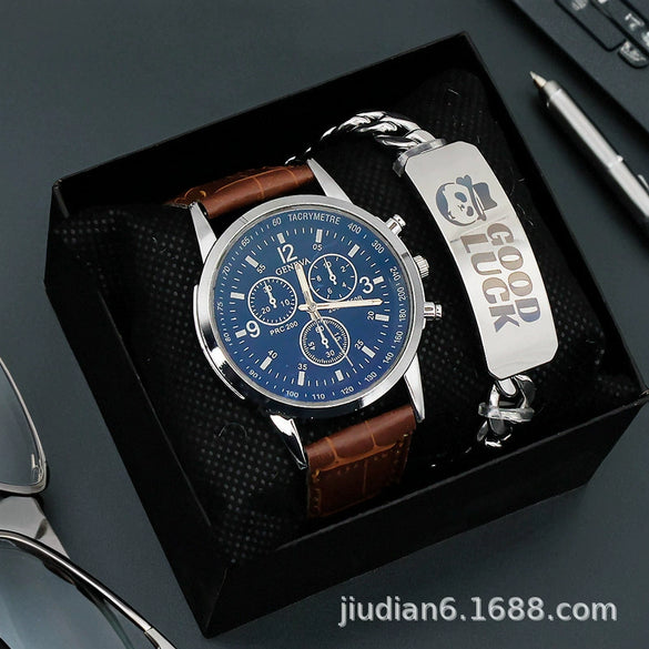Men's Fashion Wrist Watch With Alloy Case And Strap Ordinary Glass Mirror Round Dial