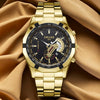 Men's Fashionable Round Dial Alloy Belt Waterproof Luminous Watch