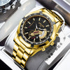 Men's Fashionable Round Dial Alloy Belt Waterproof Luminous Watch