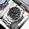 Men's Fashionable Round Dial Alloy Belt Waterproof Luminous Watch