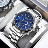 Men's Fashionable Round Dial Alloy Belt Waterproof Luminous Watch