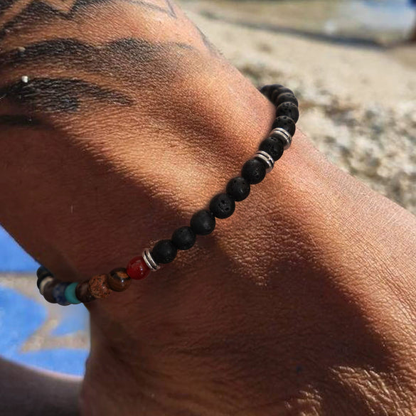 Men's Foot Accessories Volcanic Stone Beaded Ushape Glass Glaze Alloy Inlaid Artificial Gemstones Semiprecious Stones Hiphop Style