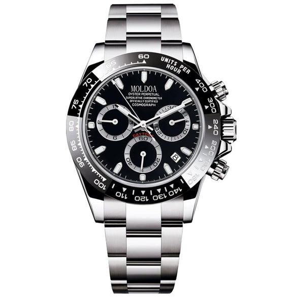 Men's Fully Automatic Hollow Mechanical Multifunctional Luminous Waterproof Watch Alloy Case Stainless Steel Strap Round Dial Business Style