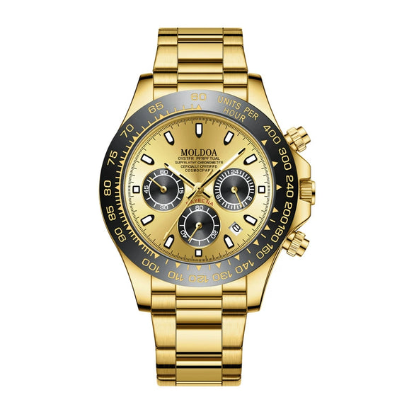 Men's Fully Automatic Hollow Mechanical Multifunctional Luminous Waterproof Watch Alloy Case Stainless Steel Strap Round Dial Business Style