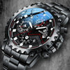 Men's Fully Automatic Mechanical And Quartz Digital Watch Alloy Case Stainless Steel Strap Round Dial Business Style