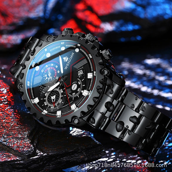 Men's Fully Automatic Mechanical And Quartz Digital Watch Alloy Case Stainless Steel Strap Round Dial Business Style