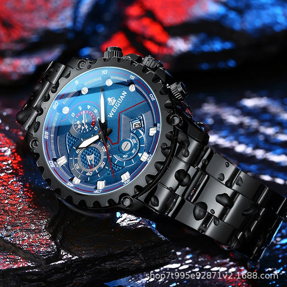 Men's Fully Automatic Mechanical Watch Stainless Steel Strap Round Dial Waterproof Luminous Calendar