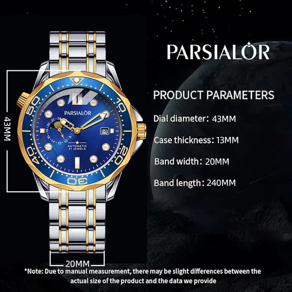 Men's Fully Automatic Mechanical Watch With Stainless Steel Belt Round Dial And Alloy Case