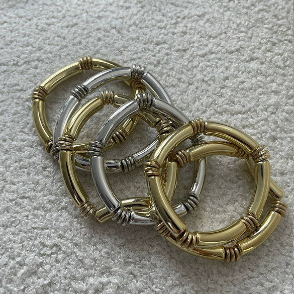 Men's Geometric Beaded Curved Bracelet Ccb Material