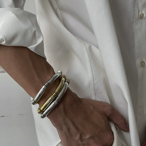 Men's Geometric Beaded Curved Bracelet Ccb Material