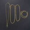 Men's Geometric Layered Necklace And Bracelet Set With Copper Pendants Zircon Details And Electroplated Stacking Design