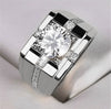 Men's Geometric Metal Ring With Micro Inlaid Zircon Electroplated Fashion Hand Jewelry